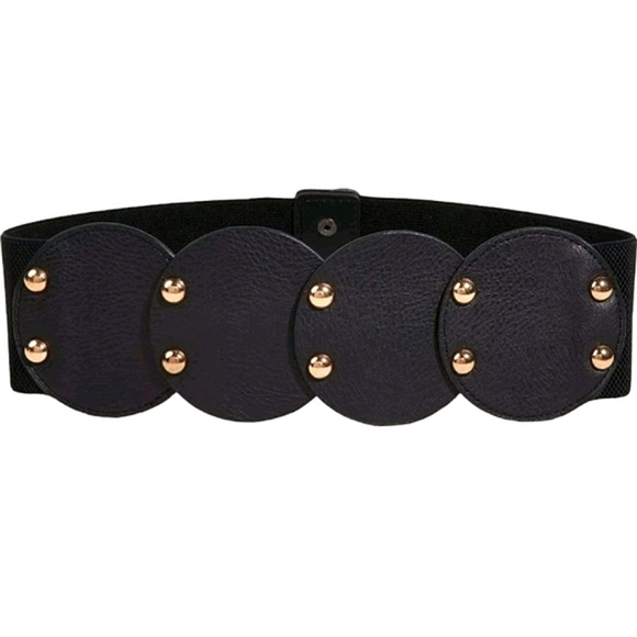 Black w/ Gold Studs Wide Width Belt - Picture 2 of 4